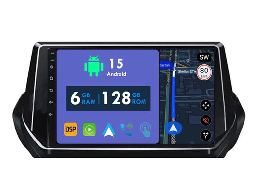 Peugeot 208 -2021| 9”pollici - Mascherina inclusa Autoradio 2 Din Android auto + Carplay / Android auto Stereo Touch 4/64gb | Navigatore GPS + Bluetooth + Wifi + centrlina canbas per recupero dei comandi al volante + retrocamera