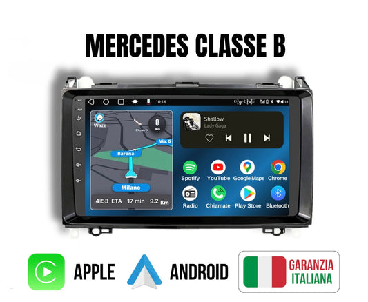 Mercedes Classe B (2004/2012) | 9 Pollici - Mascherina Inclusa - Autoradio 2 Din - KIT Completo Per L'installazione INCLUSO - Android Auto + Carplay / Classe B Stereo Touch 2/64gb | Navigatore GPS + Bluetooth + Wifi + USB Per W245 B160 B170 B180 B190 B200