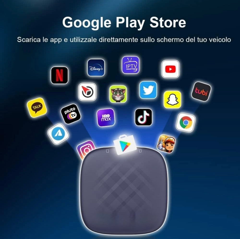Scatoletta CarPlay e Android auto 4/64GB da cablato a wireless sblocco sistema operativo Android