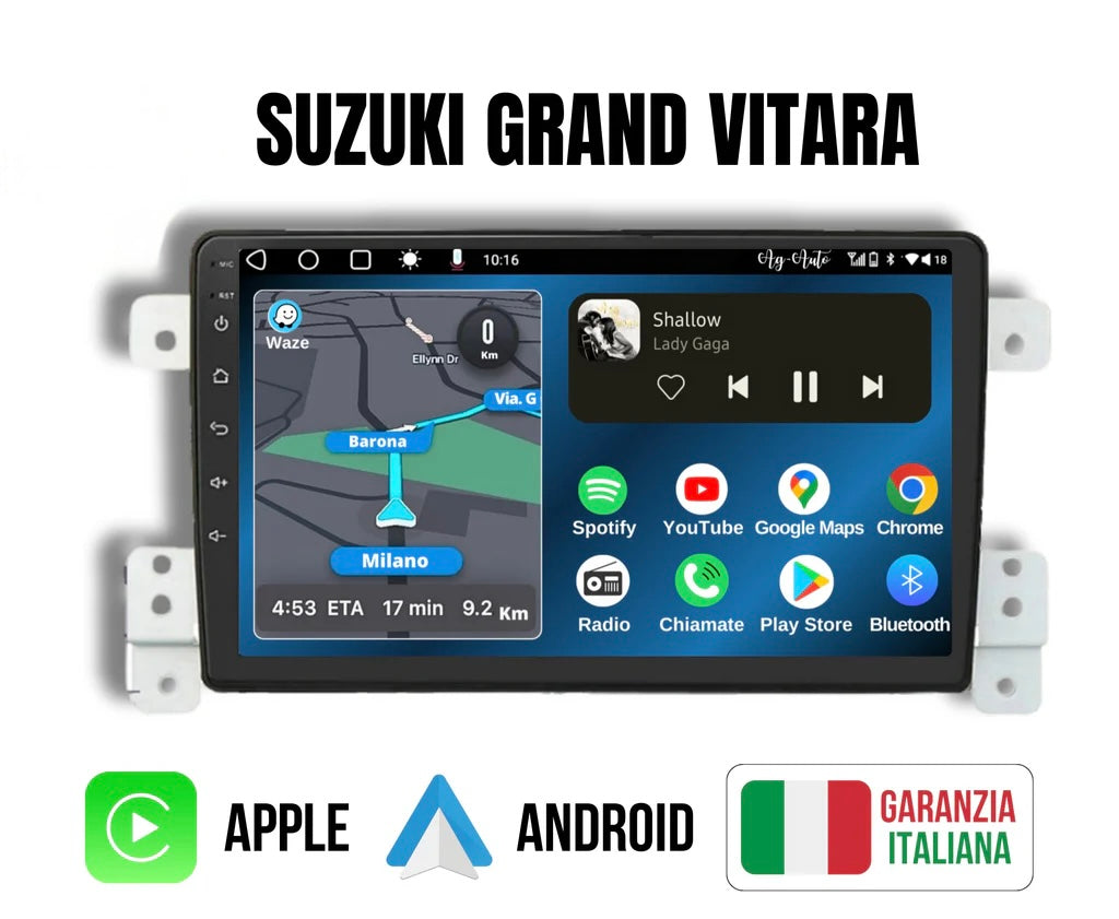 Suzuki Grand Vitara (2005/2016) | 9 Pollici - Mascherina Inclusa - Autoradio 2 Din Android Auto + Carplay / Stereo Touch 2/64gb | Navigatore GPS + Bluetooth + Wifi