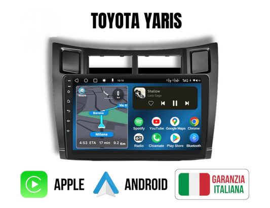 AUTORADIO 9” NAVIGATORE Toyota Yaris  ANDROID 13- 4GB RAM 64GB ROM IPS DSP CARPLAY