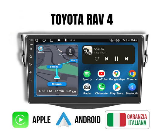Rav4 | 9 Pollici - Mascherina Inclusa Autoradio 2 Din Android Auto + Carplay / Volkswagen Stereo Touch 2/64gb | Navigatore GPS + Bluetooth + Wifi