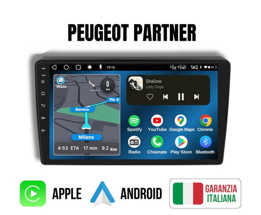 PEUGEOT PARTNER 9 Pollici - Mascherina Inclusa Autoradio 2 Din Android Auto + Carplay / Volkswagen Stereo Touch 2/64gb | Navigatore GPS + Bluetooth + Wifi