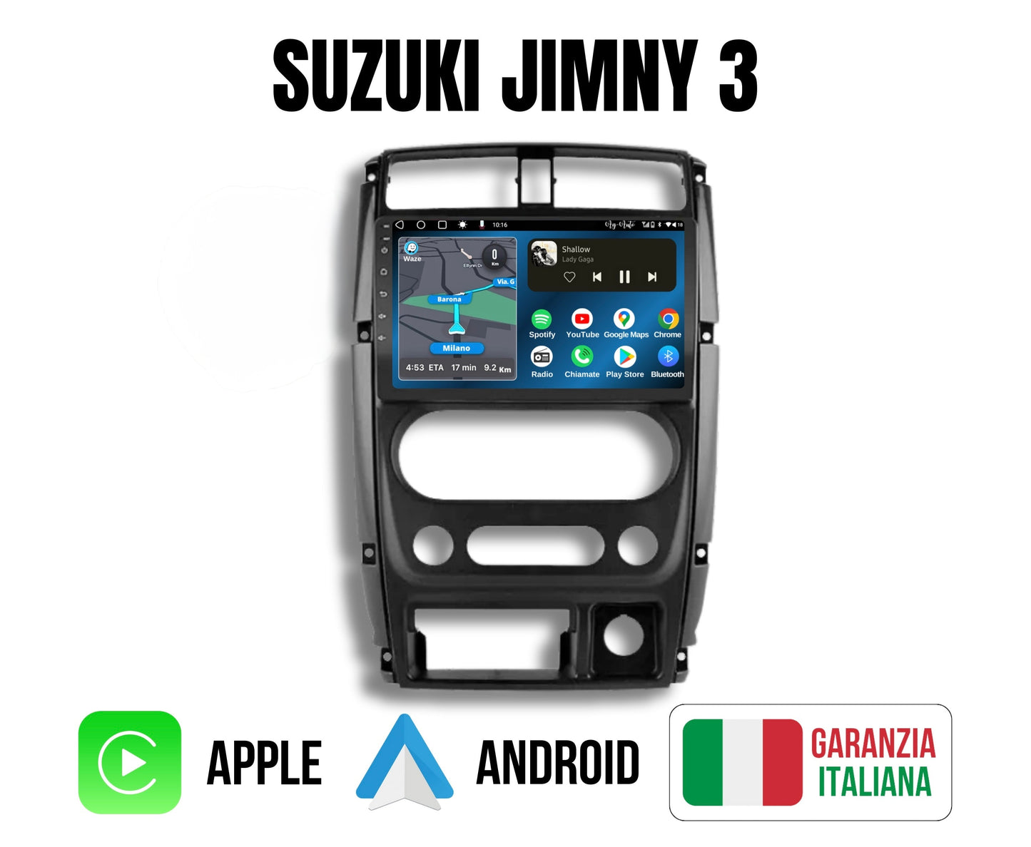 Suzuki Jimny 3 (2005/2019) | 9 Pollici - Mascherina Inclusa - Autoradio 2 Din Android Auto + Carplay / Stereo Touch |Navigatore GPS + Bluetooth + Wifi