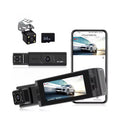 Dash Cam WiFi a 3 Canali, DVR 3.16'' con Schermo IPS 1080P Anteriore, Posteriore e Interno, Registrazione in Loop, Rilevamento Movimento, G-Sensor, Scheda 64G
