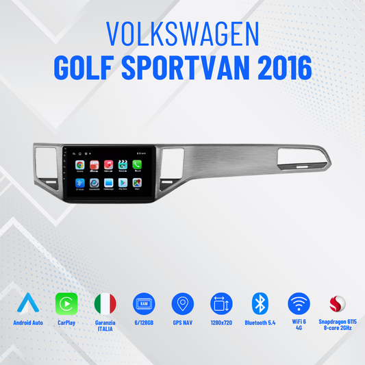 Golf sportvan 2016 | 9 Pollici - Mascherina Inclusa - Autoradio 2 Din Android Auto + Carplay / Stereo Touch 2/32gb | Navigatore GPS + Bluetooth + Wifi