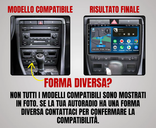 Audi A6 Pollici - Mascherina Inclusa Autoradio 2 Din Android Auto + Carplay / Volkswagen Stereo Touch  | Navigatore GPS + Bluetooth + Wifi