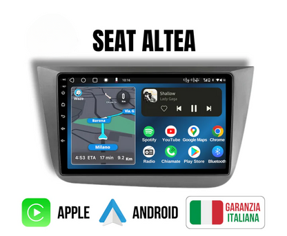 Seat Altea (2004-2015) | 9 Pollici - Mascherina inclusa - Autoradio 2 Din Android auto + Carplay / Stereo Touch 4/64gb | Navigatore GPS + Bluetooth + Wifi