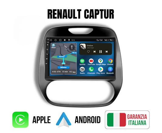 Renault Captur 1 (2016/2019) | 9 Pollici - Mascherina inclusa - Autoradio 2 Din Android auto + Carplay / Stereo Touch 4/64gb | Navigatore GPS + Bluetooth + Wifi