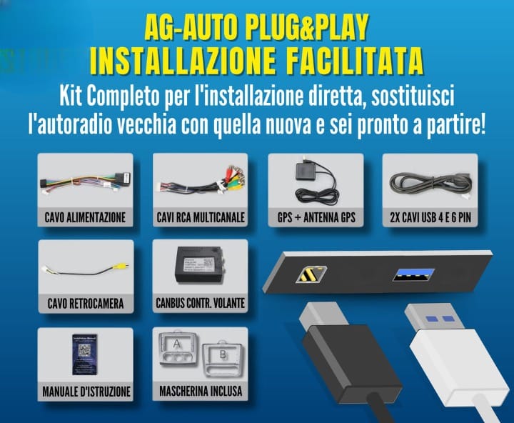 Ford Focus 2 (2004/2012) | 9 pollici - Mascherina Inclusa Autoradio 2 Din Android auto + Carplay / mk2 Stereo Touch  4/64gb | Navigatore GPS + Bluetooth + Wifi