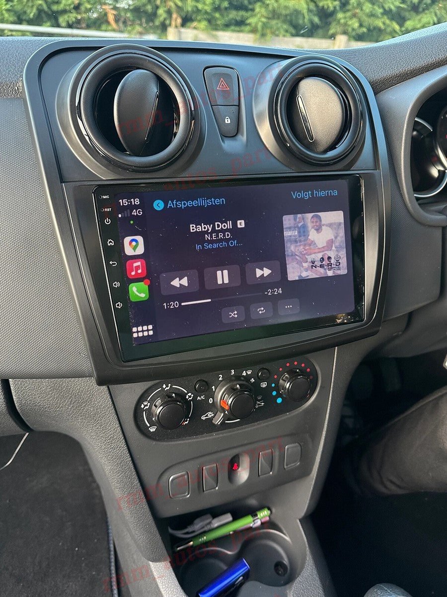 Dacia sandero /lodgy/stepway9” dokker Pollici - Mascherina Inclusa - Autoradio 2 Din Android Auto + Carplay / Stereo Touch 8/256GB | Navigatore GPS + Bluetooth + Wifi