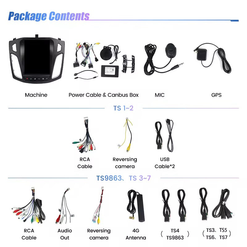 Ford Focus 3 Mk3 modello tesla  (2011/2018) | 9 pollici - 6-128GB MASCHERINA INCLUSA Autoradio 2 Din Android auto + Carplay Stereo Touch | Navigatore GPS + Bluetooth + Wifi