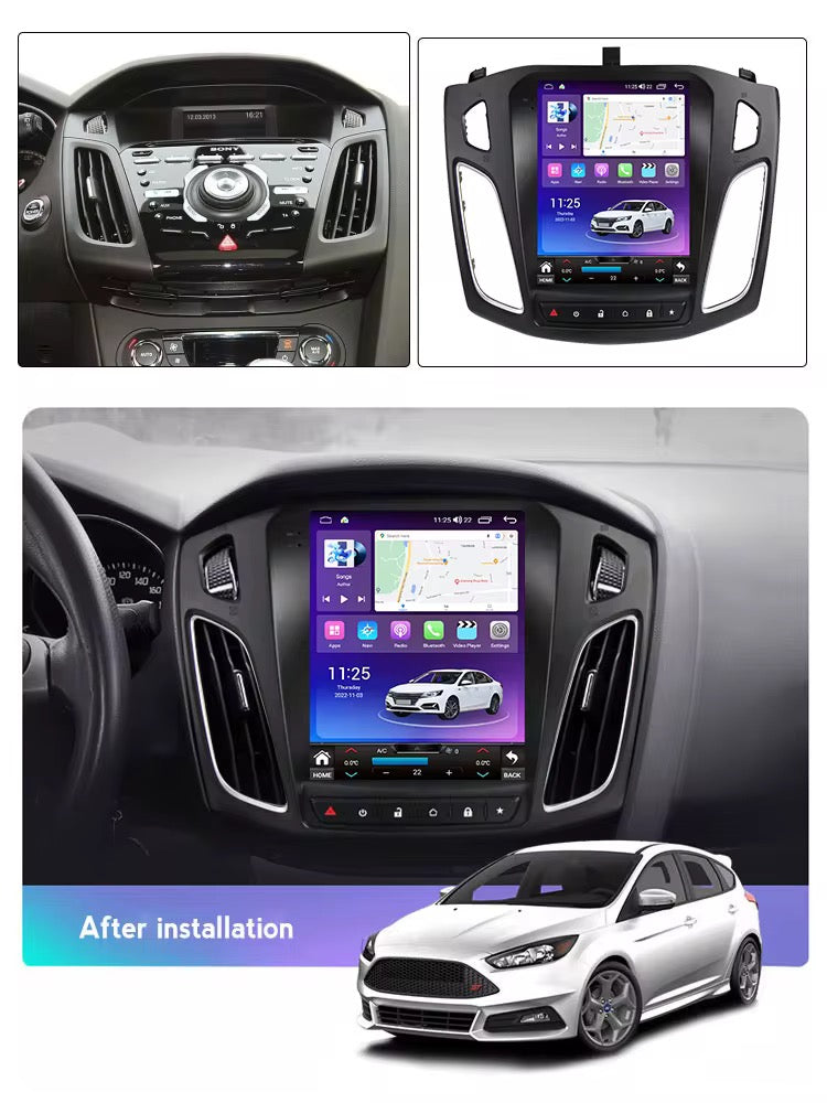 Ford Focus 3 Mk3 modello tesla  (2011/2018) | 9 pollici - 6-128GB MASCHERINA INCLUSA Autoradio 2 Din Android auto + Carplay Stereo Touch | Navigatore GPS + Bluetooth + Wifi