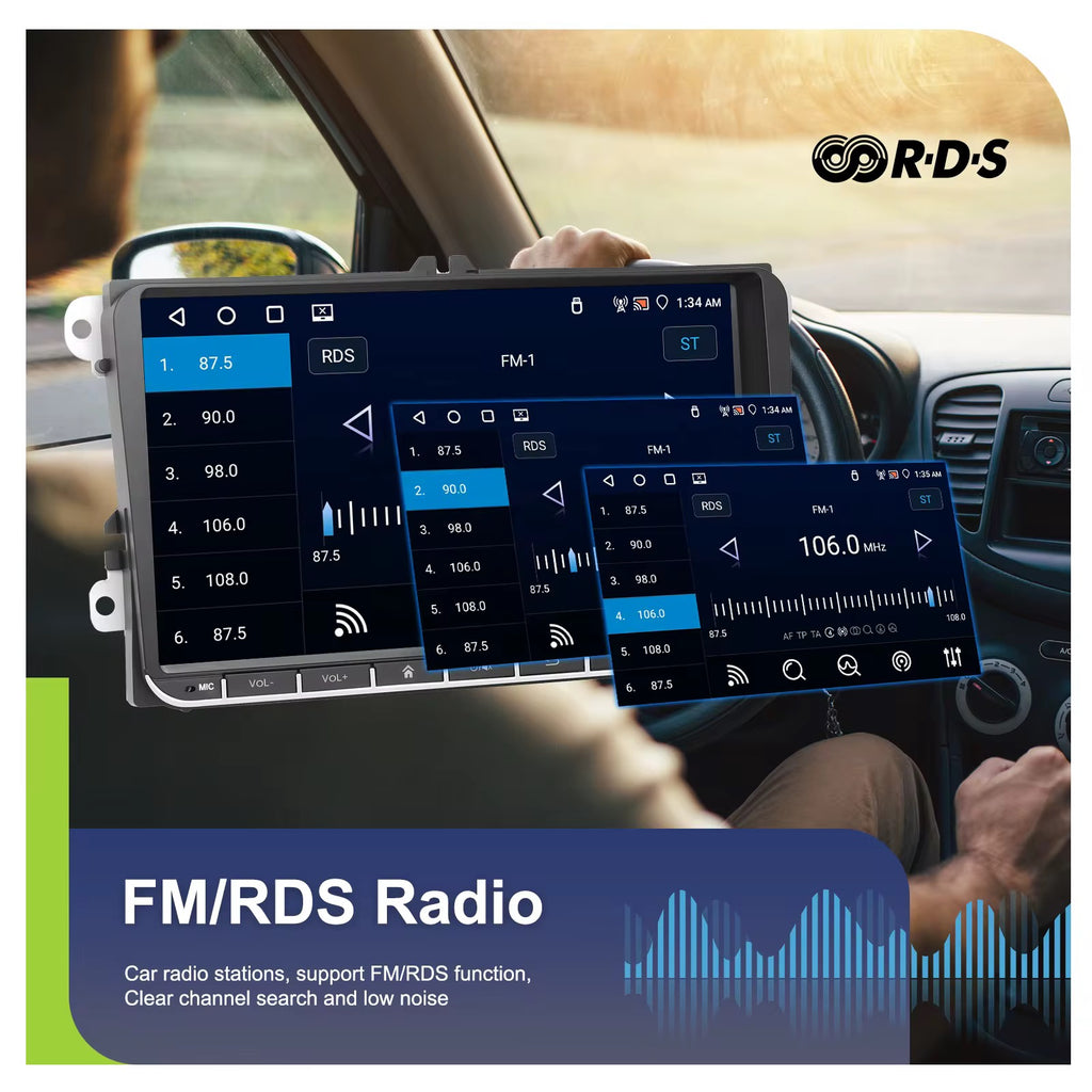 Autoradio Volkswagen -Golf5/4 Seat - Skoda schermo 9”  4-64GB CarPlay+Android auto Wi-Fi -Bluetooth - Mascherina Inclusa - Autoradio 2 Din Carplay / Stereo Touch  | Navigatore GPS + Bluetooth + Wifi