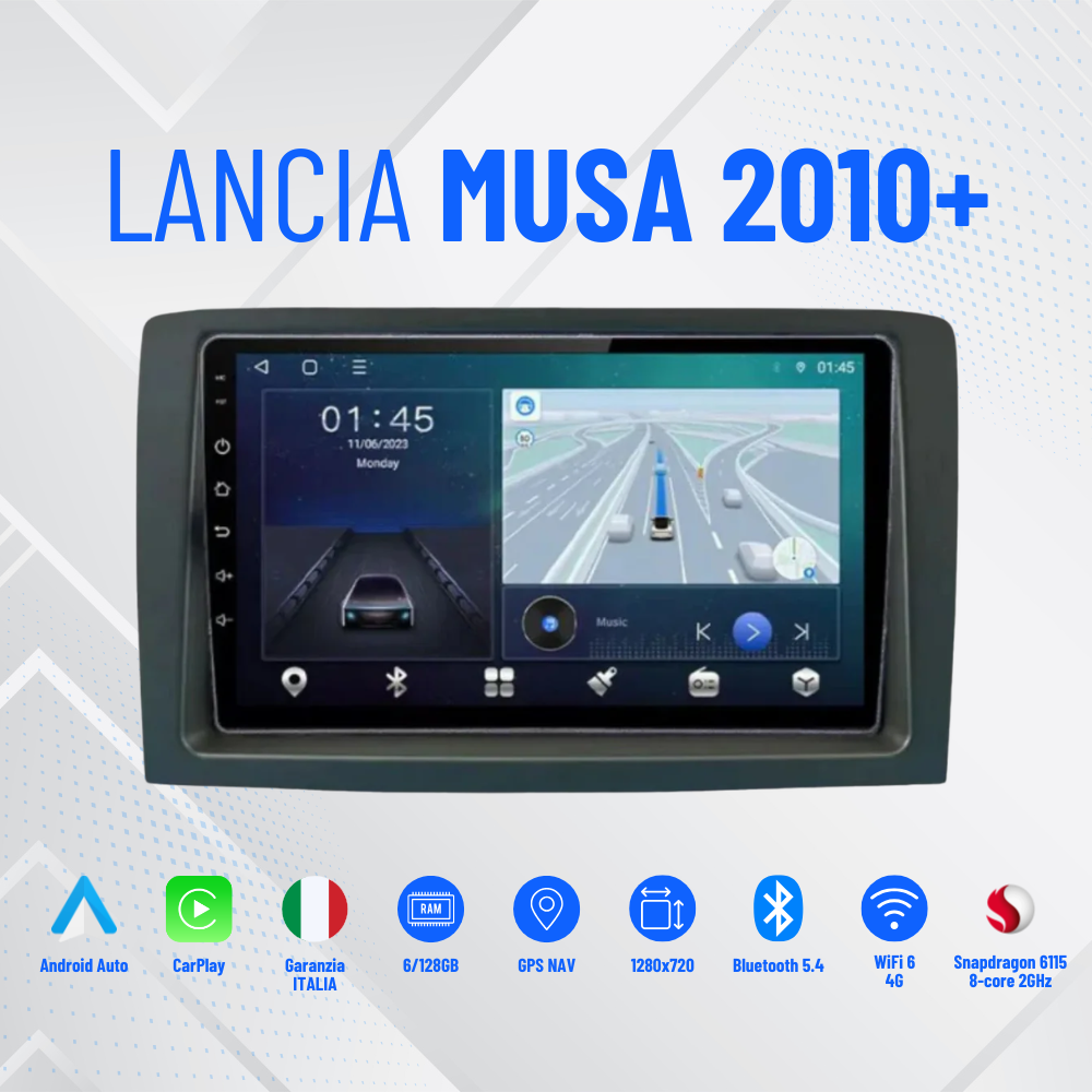Lancia musa  2010in poi  |7 pollici - Mascherina Inclusa Autoradio 2 Din Android auto + Carplay / Stereo Touch 4/64gb | Navigatore GPS + Bluetooth + Wifi