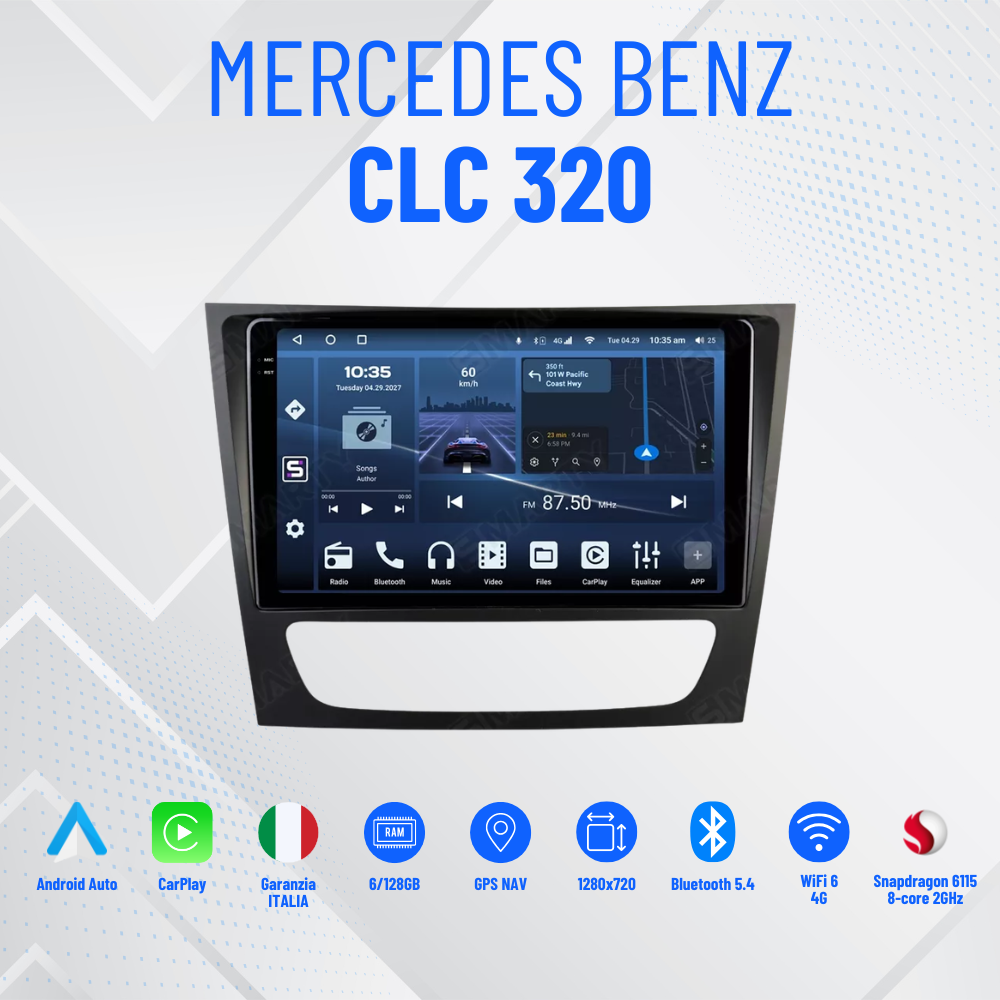 Mercedes CLC 320 CarPlay+Android auto Wi-Fi -Bluetooth - Mascherina Inclusa - Autoradio 2 Din Carplay / Stereo Touch  | Navigatore GPS + Bluetooth + Wifi