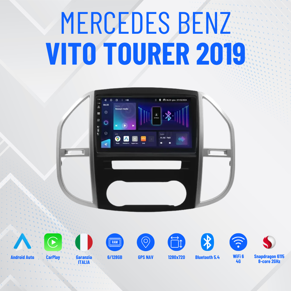 Mercedes Vito tourer 2019| 9 Pollici - Mascherina Inclusa - Autoradio 2 Din Android Auto + Carplay / Stereo Touch 8/256GB | Navigatore GPS + Bluetooth + Wifi