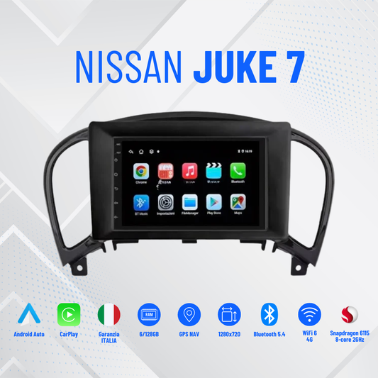 Nissan Juke 7” Pollici - Mascherina Inclusa Autoradio 2 Din Android 4-64GB Auto + Carplay / Volkswagen Stereo Touch  | Navigatore GPS + Bluetooth + Wifi