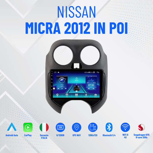 Nissan micra 2012 in poi / 9” Pollici - Mascherina Inclusa - Autoradio 2 Din Android Auto + CarPlay / Stereo Touch  | Navigatore GPS + Bluetooth + Wifi