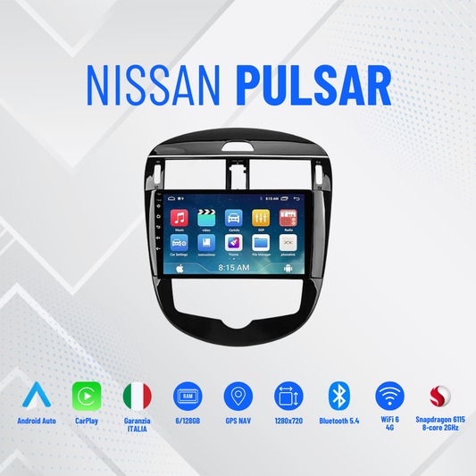 Nissan pulsar 9” Pollici - Mascherina Inclusa - Autoradio 2 Din Android Auto + Carplay / Stereo Touch 8/256GB | Navigatore GPS + Bluetooth + Wifi