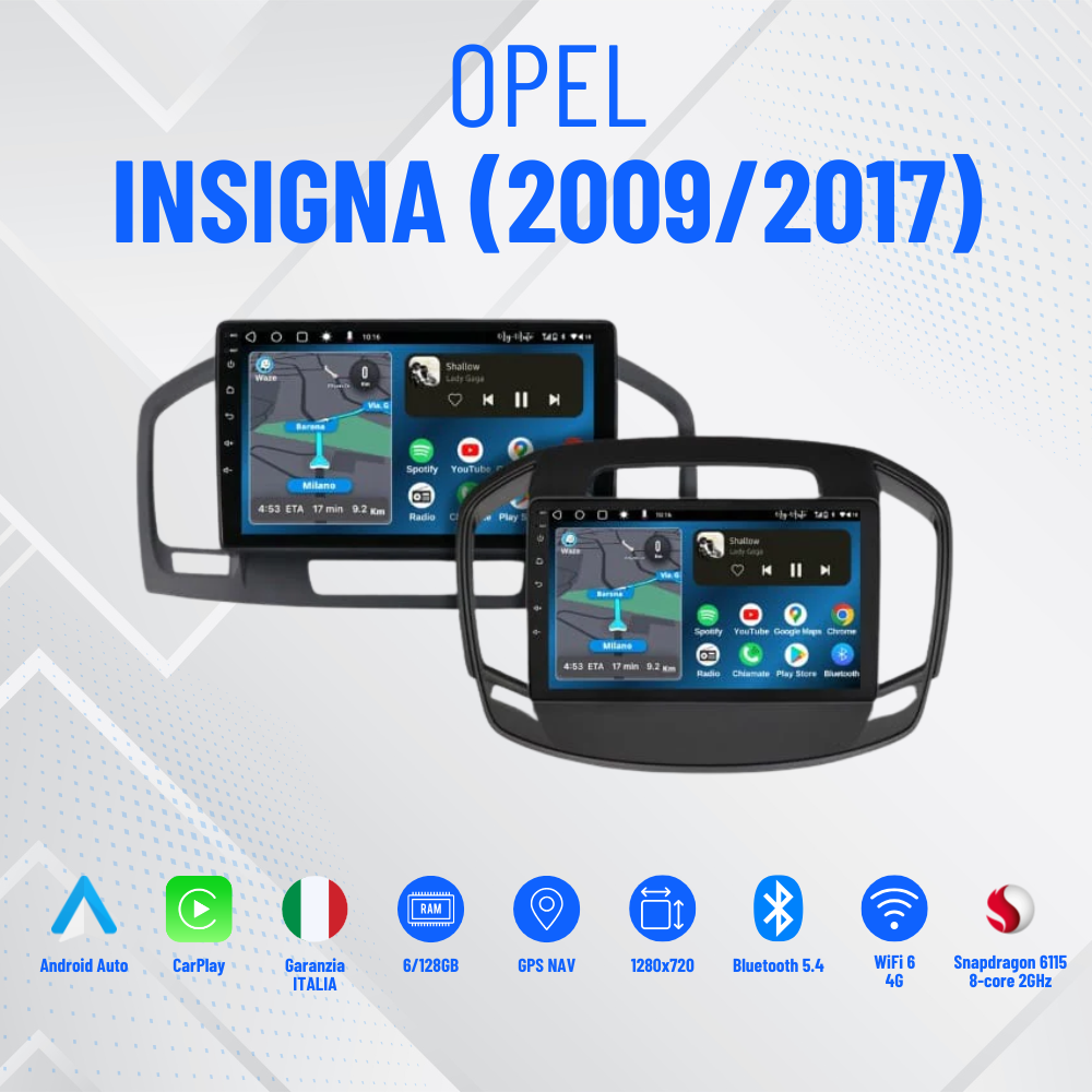Opel Insigna (2009/2017) | 9 pollici - Mascherina inclusa Autoradio 2 Din Android auto + Carplay / Stereo Touch  4/64gb | USB + navigatore GPS + Bluetooth + Wifi