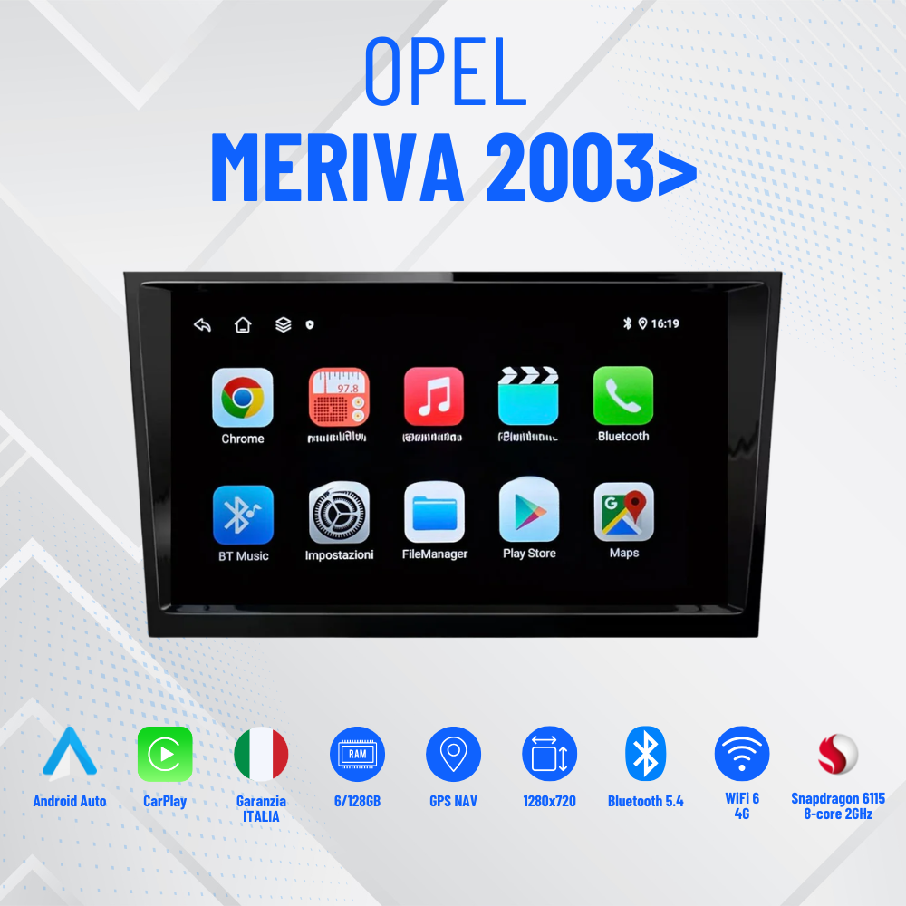 Opel meriva 2003> 9"   ANDROID 13  4GB  RAM- 64GB ROM  CARPLAY-ANDROID AUTO