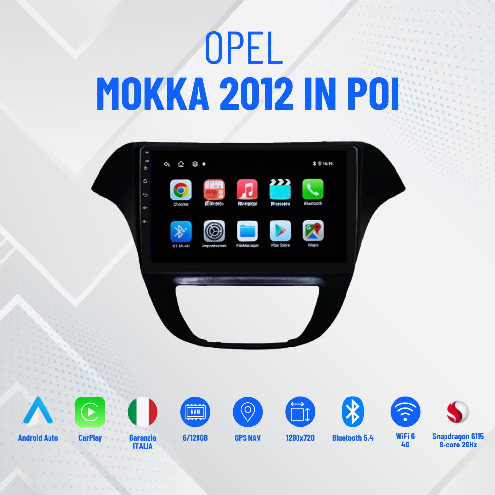 Opel mokka 2012 in poi | 9” Pollici - Mascherina Inclusa - Autoradio 2 Din Android Auto + Carplay / Stereo Touch  | Navigatore GPS + Bluetooth + Wifi
