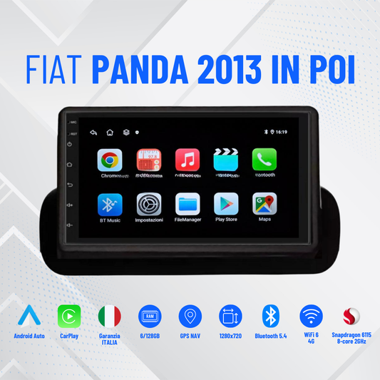 Panda 2013 in poi  | 7”Pollici - Mascherina Inclusa - Autoradio 2 Din Android Auto + Carplay / Mk3 Stereo Touch 2/64gb | Navigatore GPS + Bluetooth + Wifi