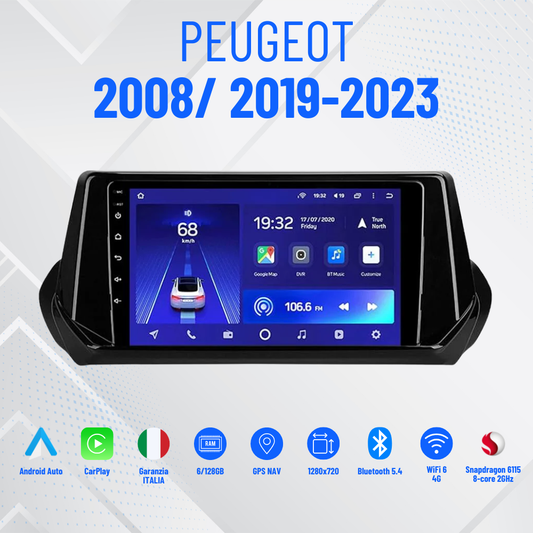 Peugeot  2008/ 2019-2023| 9 Pollici - Mascherina Inclusa - Autoradio 2 Din Android Auto + Carplay / Stereo Touch 2/32gb | Navigatore GPS + Bluetooth + Wifi