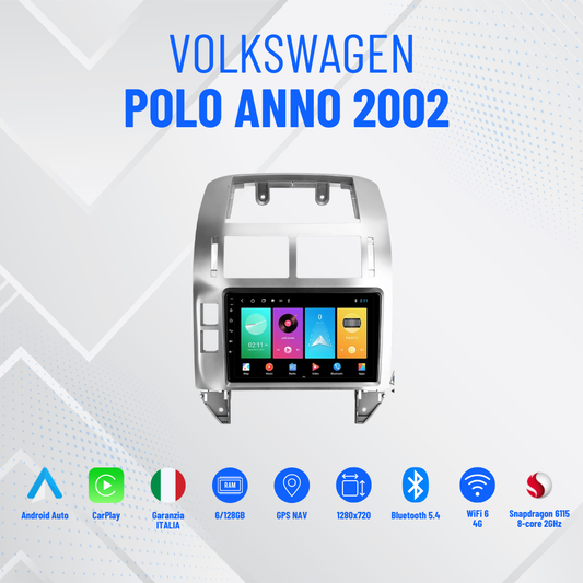 Polo anno 2002 | 9” Pollici - Mascherina Inclusa - Autoradio 2 Din Android Auto + Carplay / Stereo Touch  | Navigatore GPS + Bluetooth + Wifi
