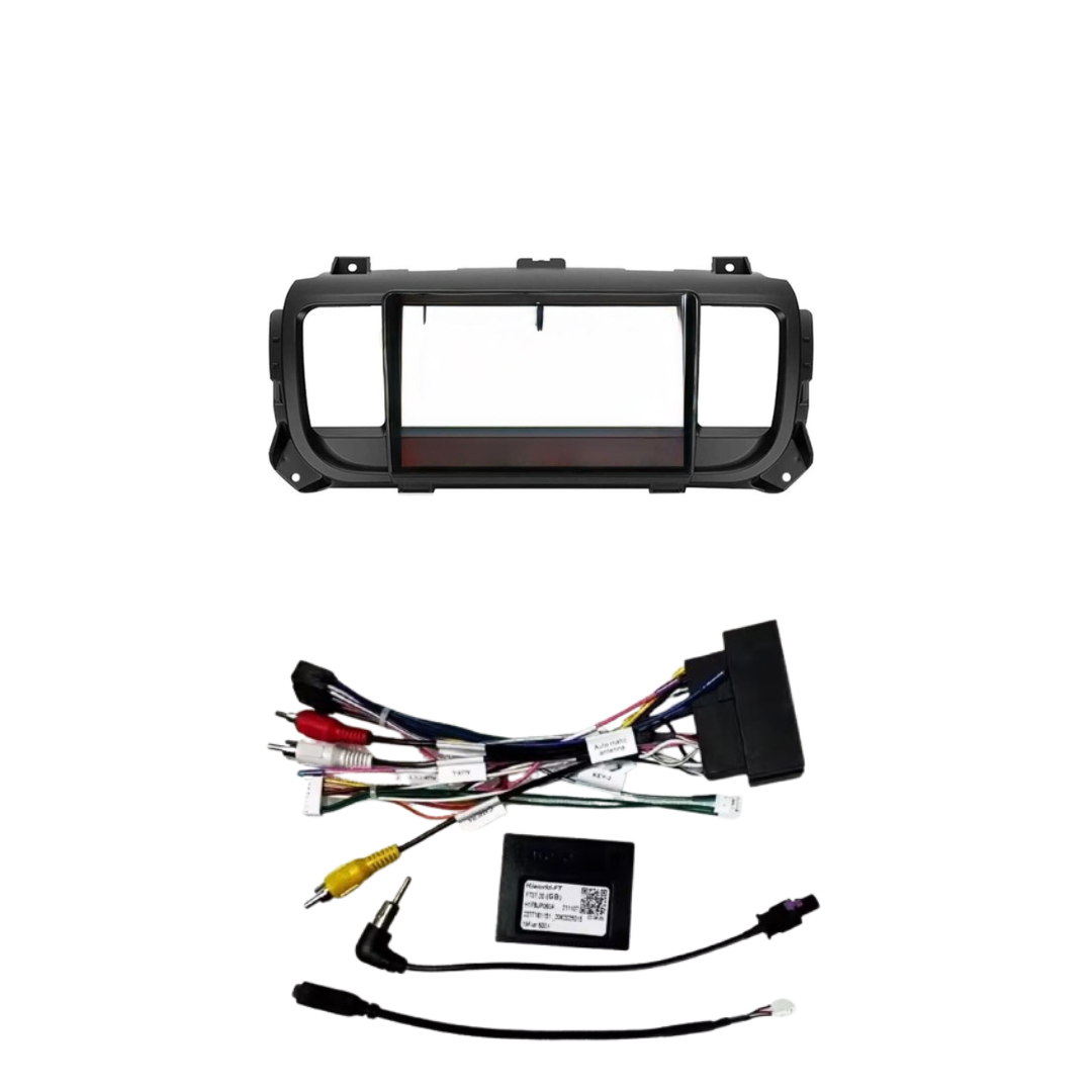 Adattatore Autoradio Cornice Stereo per Fiat scudo 2016> con Kit Fissaggio - Grigio schermo 9''-Comandi al volante