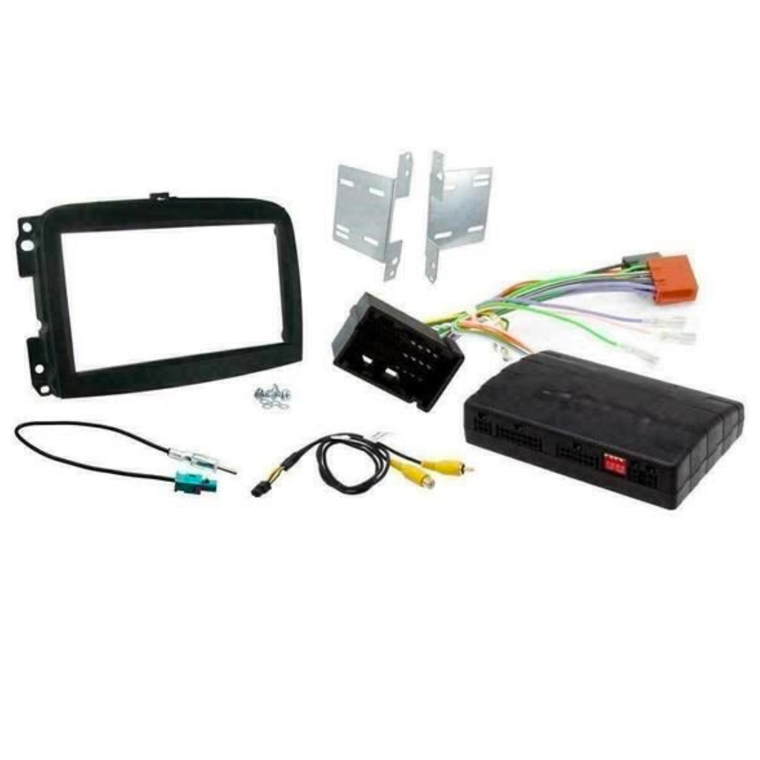 Adattatore Autoradio Cornice Stereo per fiat 500l  2012> con Kit Fissaggio - Grigio schermo 7''-Comandi al volante