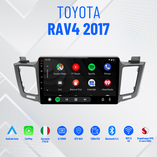 Rav4 2017 /9” Pollici - Mascherina Inclusa - Autoradio 2 Din Android Auto + Carplay / Stereo Touch 8/256GB | Navigatore GPS + Bluetooth + Wifi Ventola raffreddamento