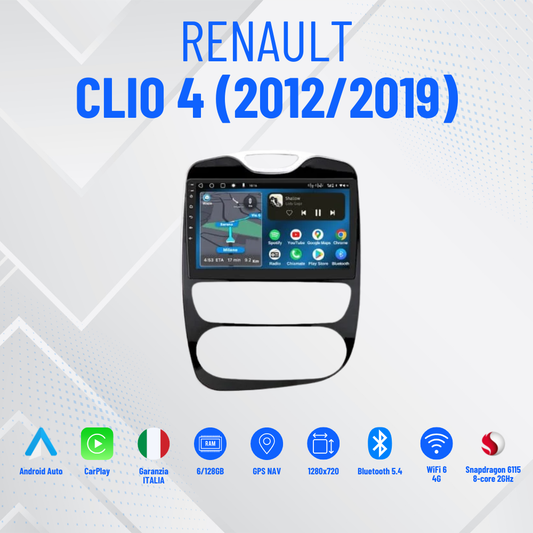 Renault Clio 4 (2012/2019) | 10”Pollici - GB Mascherina inclusa -Autoradio 2 Din Android auto + Carplay / Stereo Touch | 4/64GB Navigatore GPS + Bluetooth + Wifi +dab+