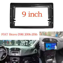 Adattatore Autoradio Cornice Stereo per Fiat Bravo 2006> con Kit Fissaggio - Grigio schermo 9''-Comandi al volante