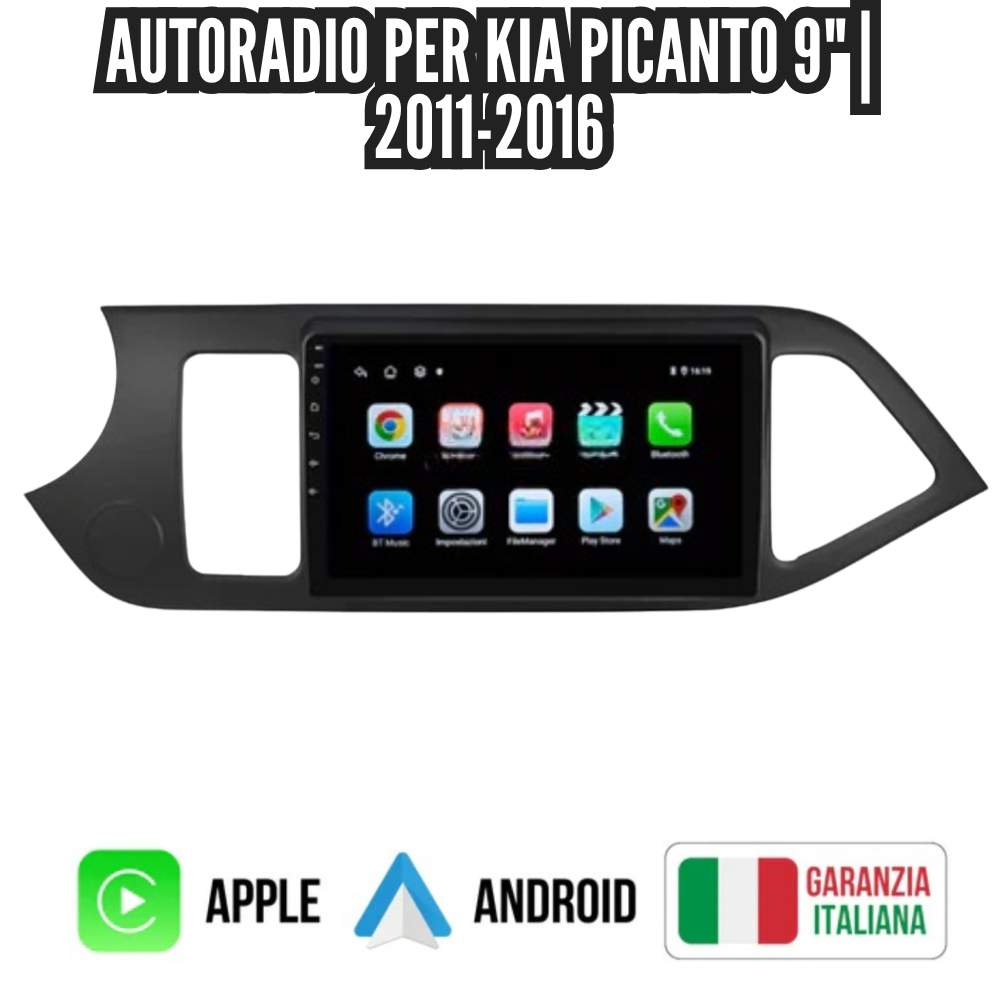 Autoradio   per   Kia   Picanto   9"   |   2011-2017|   Android   |   Bluetooth   |   CarPlay   |   Android   Auto   |  4-64GB   Ram