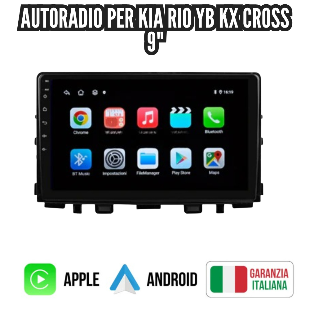 Autoradio   per   Kia   Rio   YB   KX   Cross   9"   |   2016-2020   |   Android   |   Bluetooth   |   CarPlay   |   Android   Auto   |   4-64GB  Ram