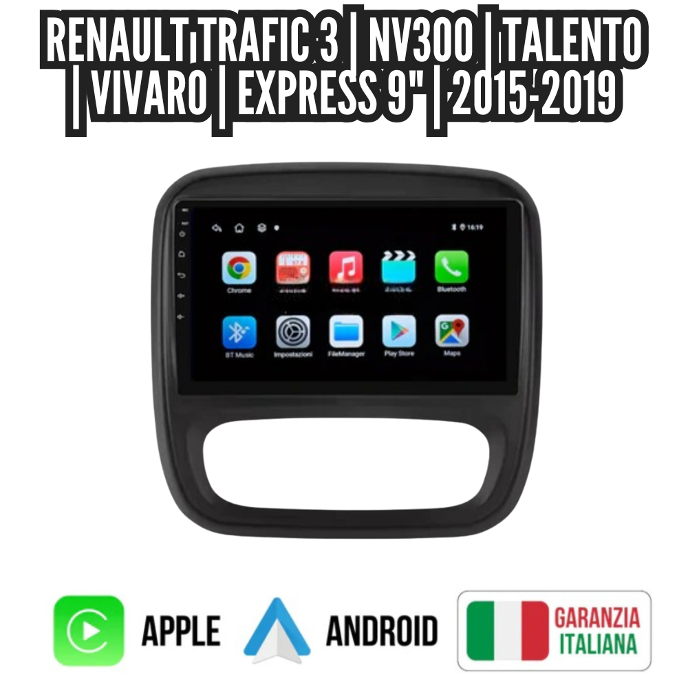 Autoradio   per   Renault   Trafic   3   |   NV300   |   Talento   |   Vivaro   |   Express   9"   |   2015-2019   |   Android   |   Bluetooth   |   CarPlay   |   Android   Auto   |   4-64GB   Ram