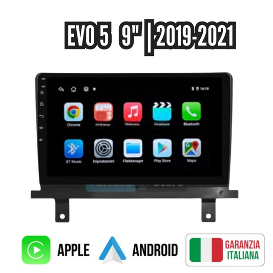 Autoradio   per   Evo   5   9"   |   2019-2021   |   Bluetooth   |   Android   |   CarPlay   |   Android   Auto   |   4-64GB  Ram