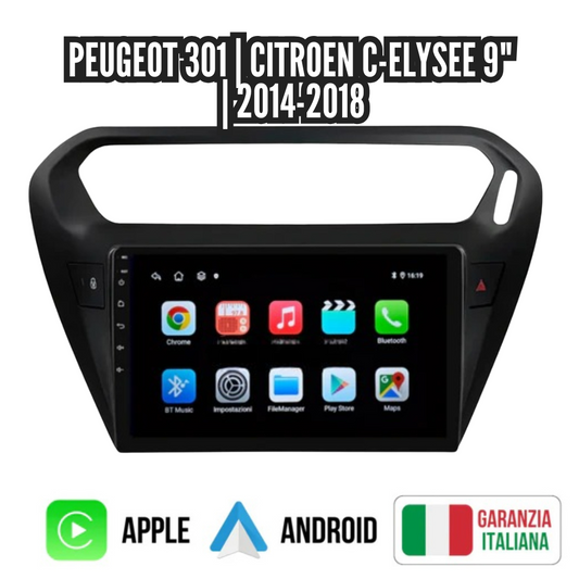 Autoradio   per   Peugeot   301   |   Citroen   C-elysee   9"   |   2014-2018   |   Android   |   Bluetooth   |   CarPlay   |   Android   Auto   |   4-64GB   Ram