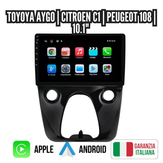 Autoradio   per   Toyoya   Aygo   |   Citroen   C1   |   Peugeot   108   |   10.1"   |   2014-2021   |   Android   |   Bluetooth   |   CarPlay   |   Android   Auto   |   4-64GB  Ram