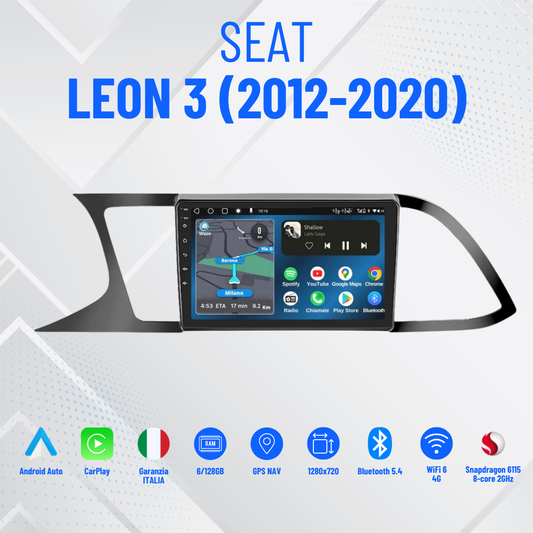 Seat Leon 3 (2012-2020) | 9 Pollici - Mascherina Inclusa - Autoradio 2 Din Android Auto + Carplay / Mk3 Stereo Touch 2/64gb | Navigatore GPS + Bluetooth + Wifi