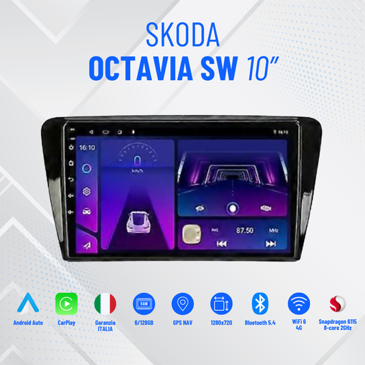 Skoda octavia sw | 10” Pollici - Mascherina Inclusa - Autoradio 2 Din Android Auto + Carplay / Stereo Touch 2/64gb | Navigatore GPS + Bluetooth + Wifi