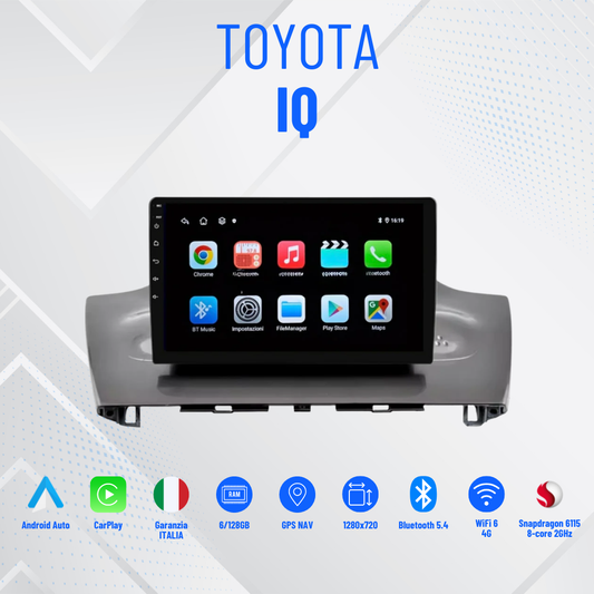 Toyota IQ | 9 Pollici - Mascherina Inclusa - Autoradio 2 Din Android Auto + Carplay / Stereo Touch 2/32gb | Navigatore GPS + Bluetooth + Wifi