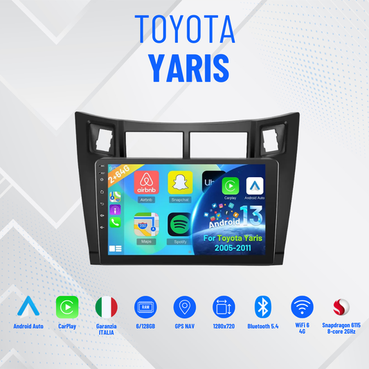 Toyota Yaris | 7” Pollici - Mascherina Inclusa - Autoradio 2 Din Android Auto + Carplay / Stereo Touch  | Navigatore GPS + Bluetooth + Wifi