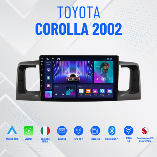 Toyota corolla 2002| 9 Pollici - Mascherina Inclusa - Autoradio 2 Din Android Auto + Carplay / Stereo Touch 4/64GB | Navigatore GPS + Bluetooth + Wifi