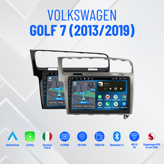 Volkswagen Golf 7 (2013/2019) | 9”pollici 4-64 GB - Mascherina Inclusa Autoradio 2 Din Android auto + Carplay / vw mk7 Stereo Touch | Navigatore GPS + Bluetooth + Wifi+canbas per recupero dei comandi al volante