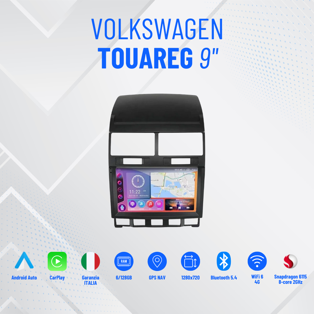 Volkswagen touareg 9 Pollici - Mascherina Inclusa - Autoradio 2 Din  8-256Gb- KIT Completo Per L'installazione INCLUSO - Android Auto + Carplay / Classe B Stereo Touch 2/64gb | Navigatore GPS + Bluetooth + Wifi + USB