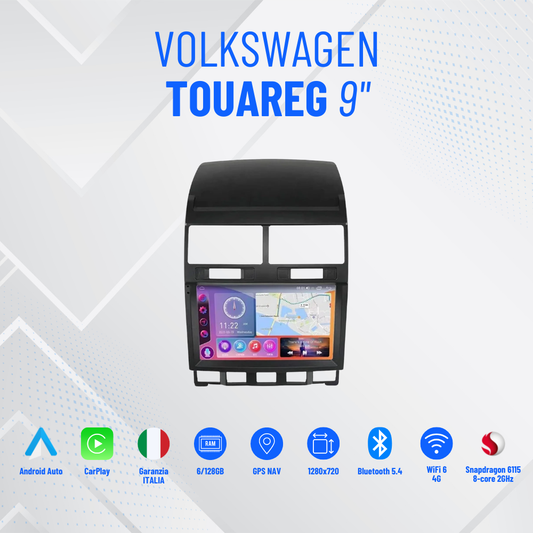 Volkswagen touareg 9 Pollici - Mascherina Inclusa - Autoradio 2 Din  8-256Gb- KIT Completo Per L'installazione INCLUSO - Android Auto + Carplay / Classe B Stereo Touch 2/64gb | Navigatore GPS + Bluetooth + Wifi + USB
