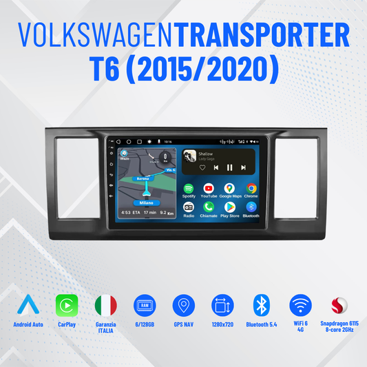 Vw Caravelle Transporter T6 (2015/2020) | 9 Pollici - Mascherina Inclusa Autoradio 2 Din Android Auto + Carplay / Volkswagen Stereo Touch 2/64gb | Navigatore GPS + Bluetooth + Wifi
